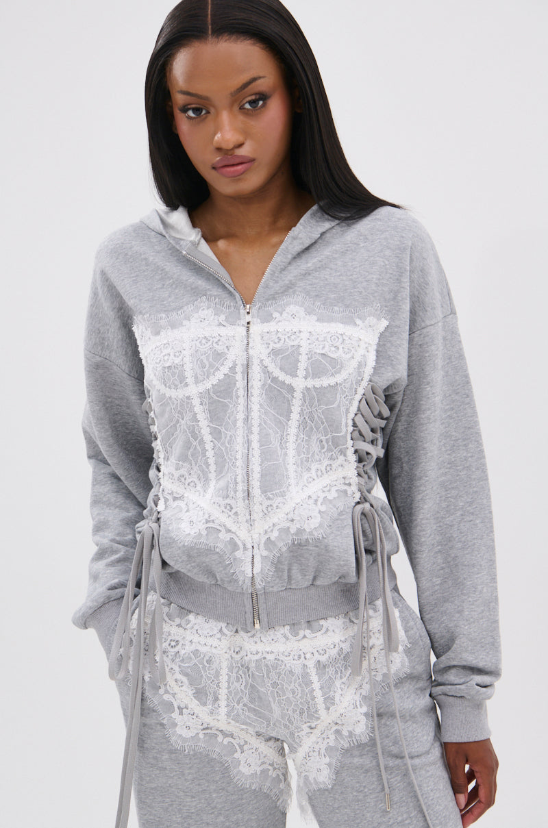 MAYBE NEXT TIME OVERSIZED SWEATSHIRT WITH LACE DETAILS