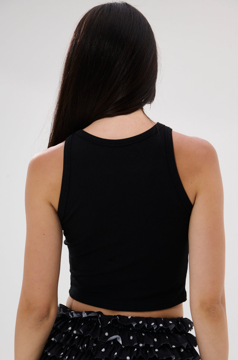 KISSY FACE TANK TOP IN BLACK