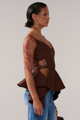 TRACY SIDE ADJUSTER PEPLUM TOP