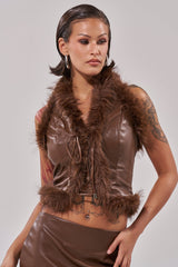 CANT MISS ME FAUX LEATHER FUR CORSET