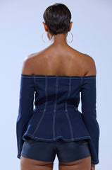 DENIM FOR DAYS ZIP UP BLOUSE