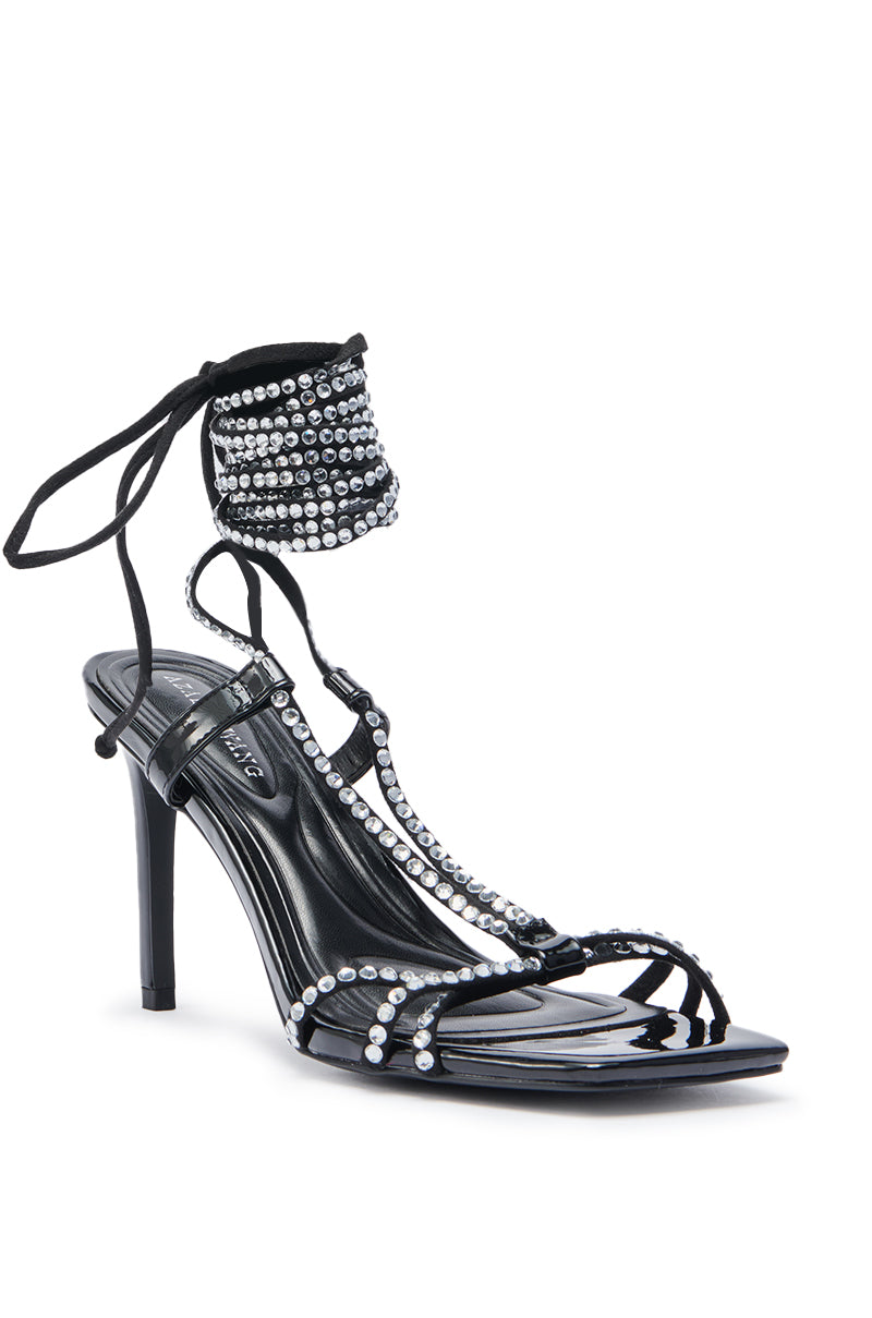 AZALEA WANG GOMER SPARKLE RHINESTONE LACE UP SANDAL