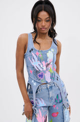 WILD SOUL GRAFFITI CORSET TOP