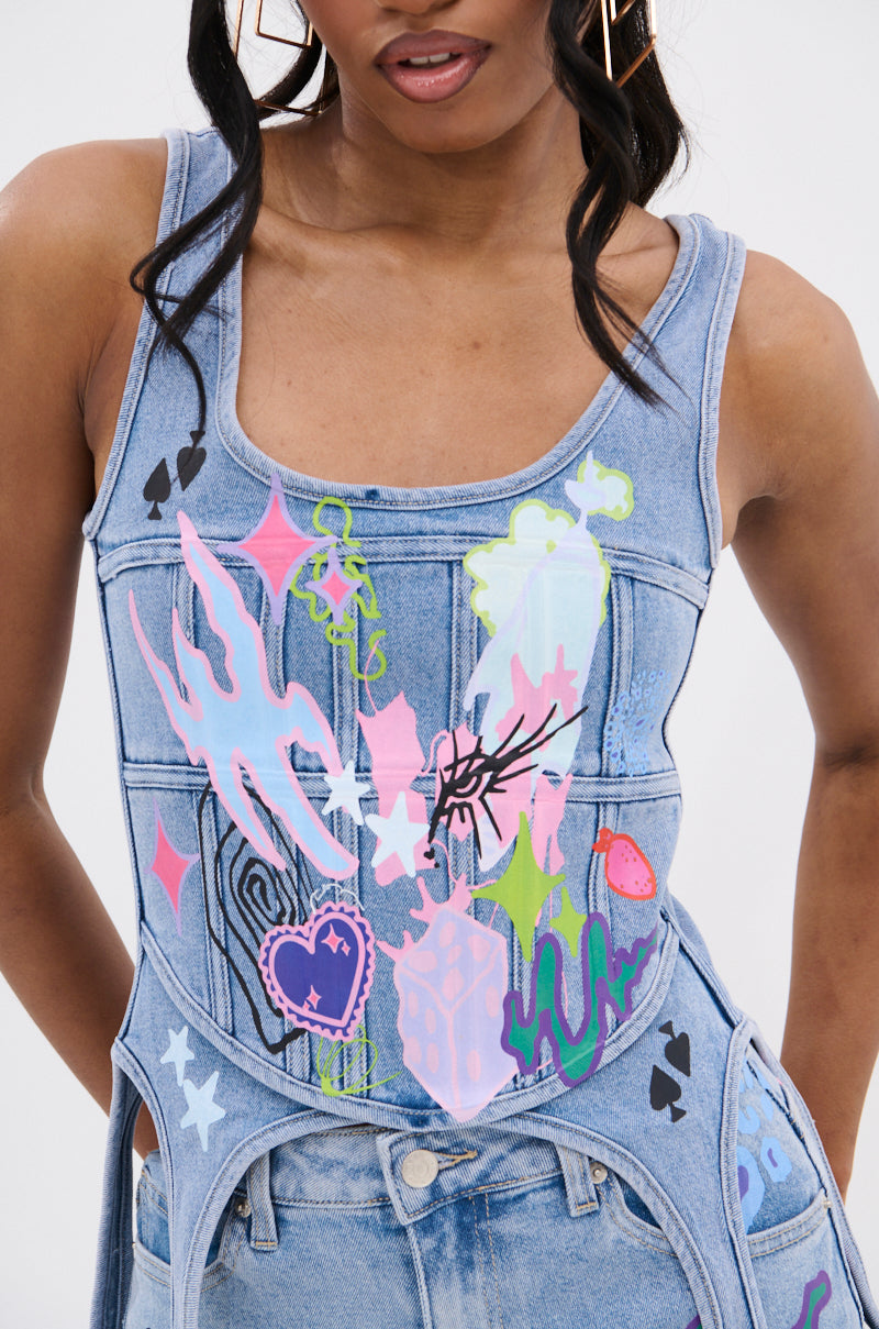 WILD SOUL GRAFFITI CORSET TOP