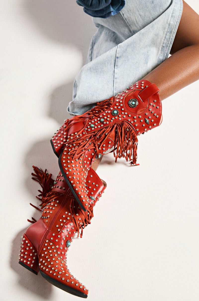 AZALEA WANG GREYSON RED BOOT