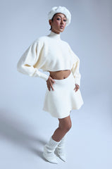 CUDDLE UP FUZZY MINI SKIRT IN IVORY