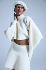 CUDDLE UP FUZZY CROPPED SWEATER IN IVORY