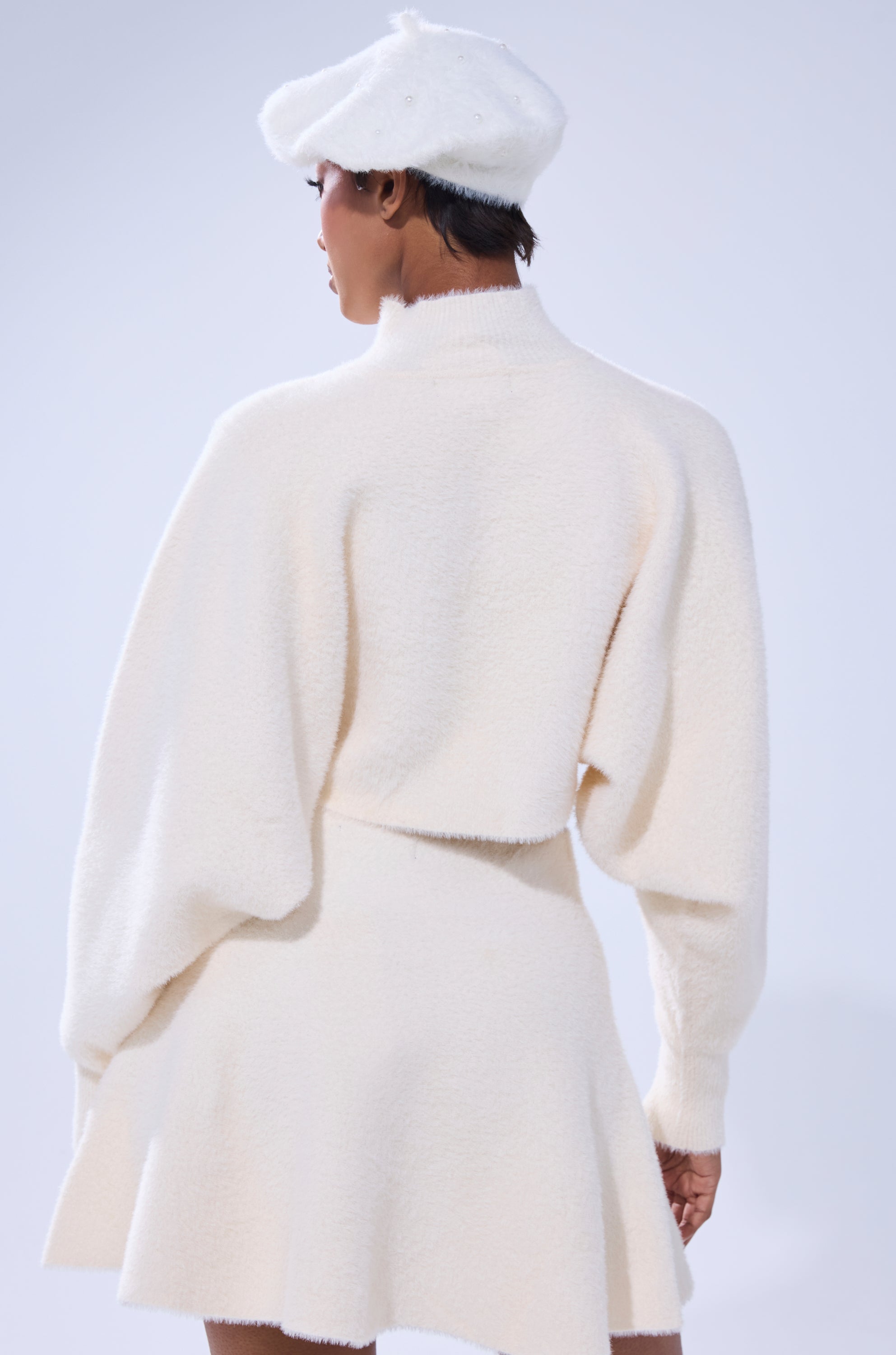 CUDDLE UP FUZZY CROPPED SWEATER IN IVORY
