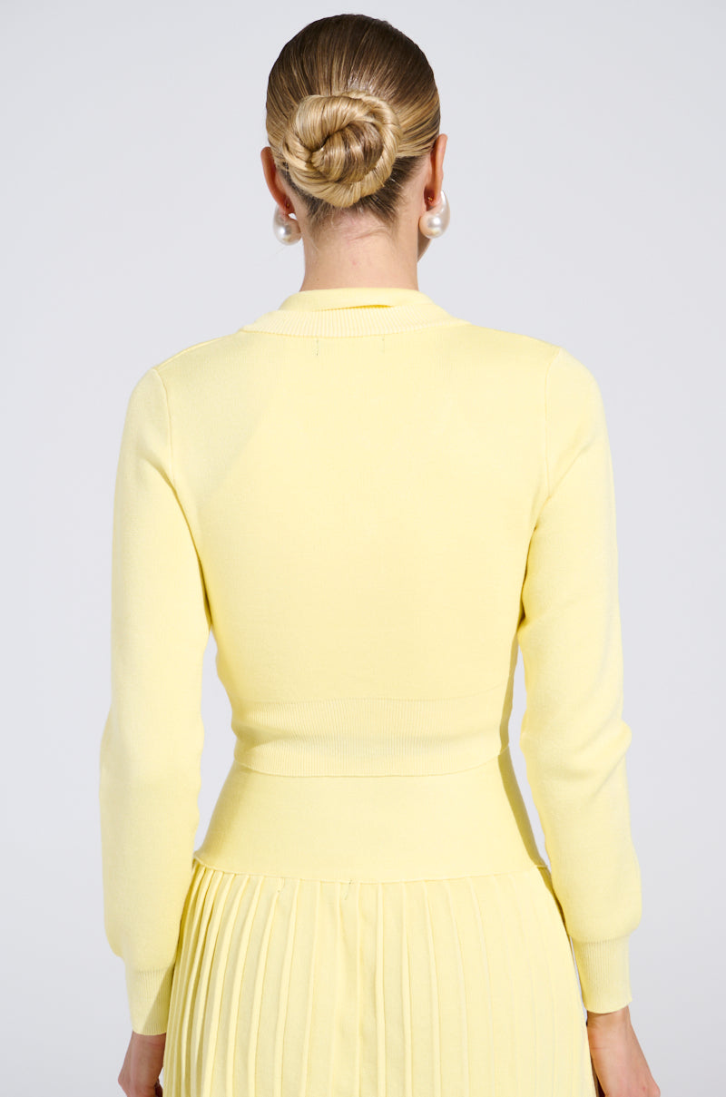 LEMONY EMILY CROPPED LIGHT WEIGHT CARDIGAN IN YELLOW