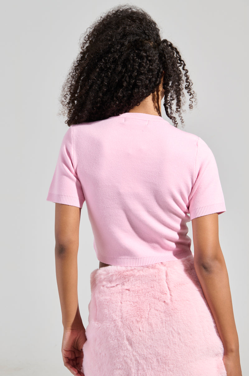 KEEP ME OUT THE LOOP TINY BOW SWEATER IN PINK