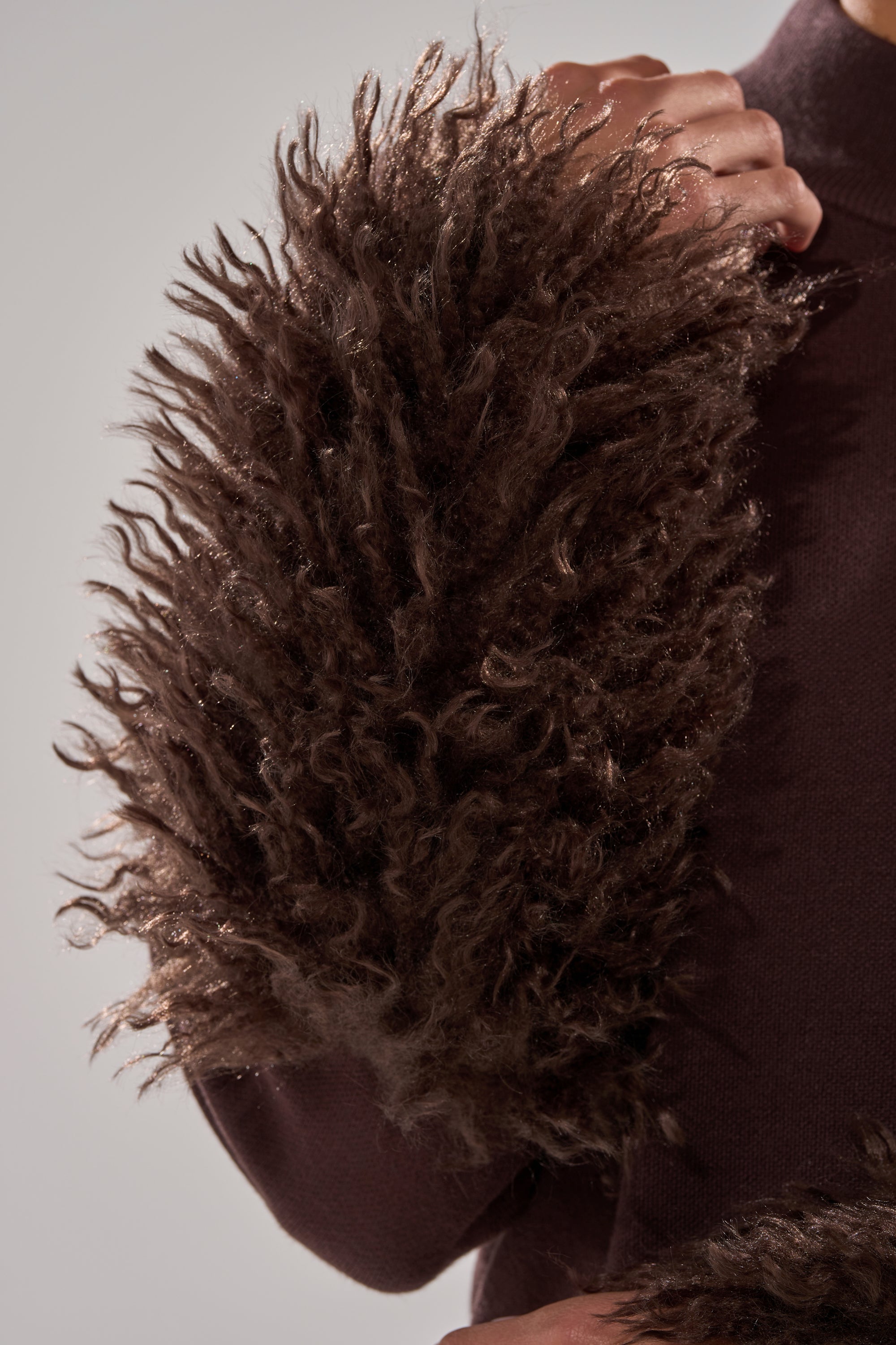 COZY VIBES SWEATER WITH FUR CUFF IN BROWN