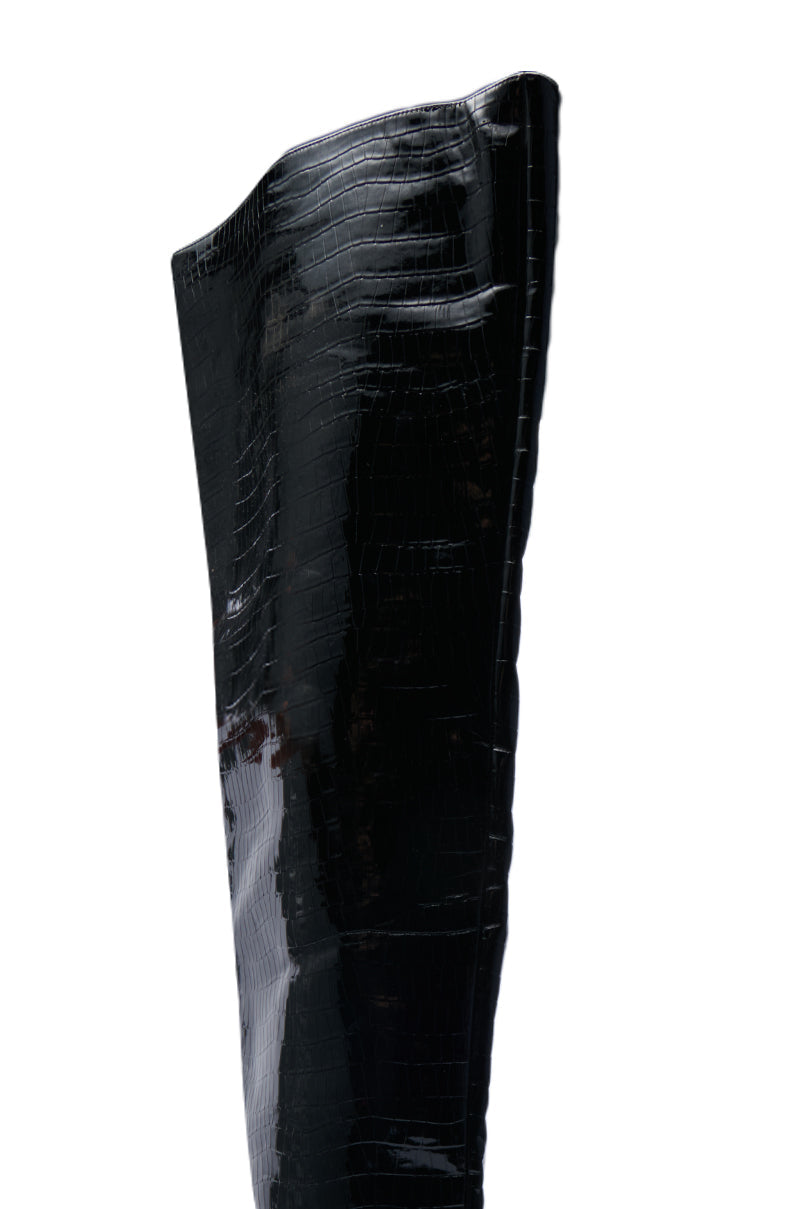 AZALEA WANG HALINA BLACK CROC STILETTO BOOT