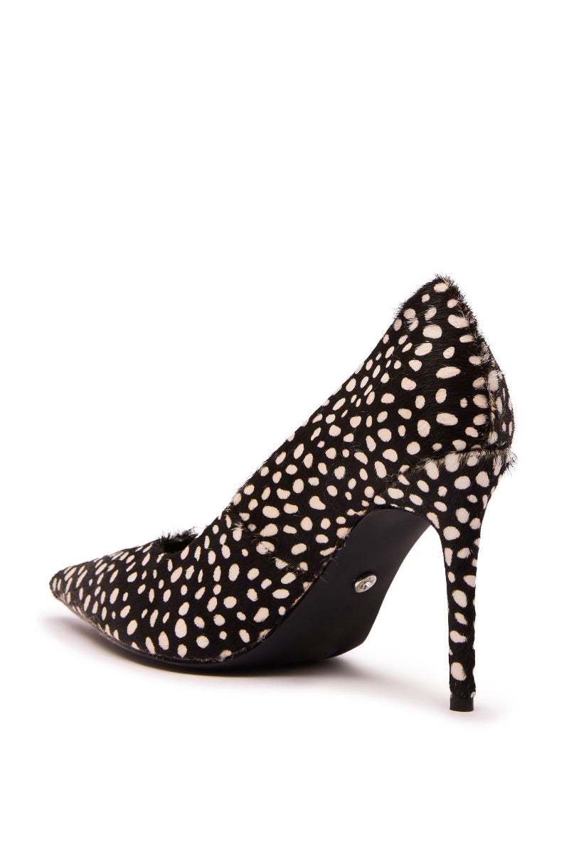 AZALEA WANG HALL BLACK MULTI SPOTTED PONY HAIR PUMP