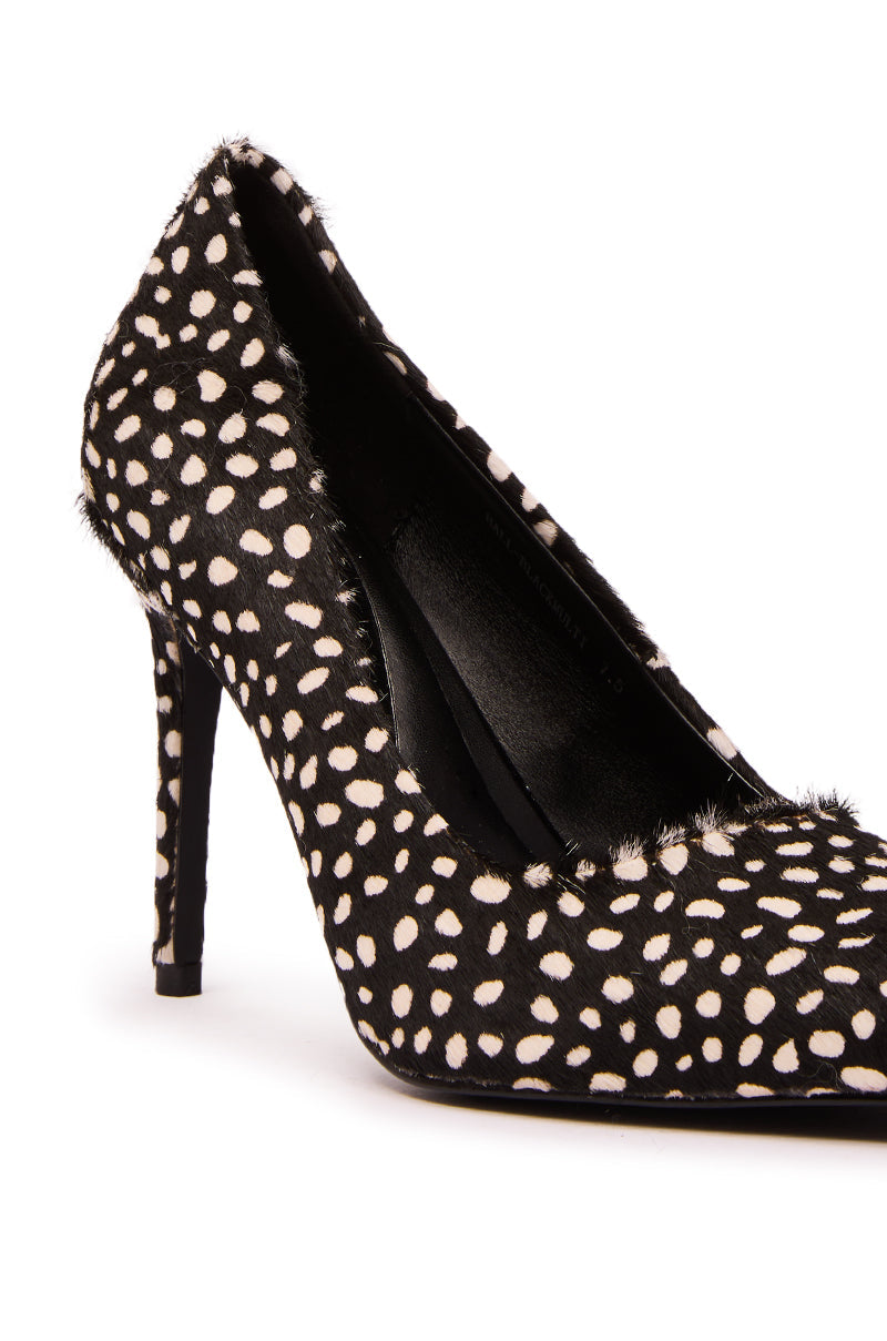 AZALEA WANG HALL BLACK MULTI SPOTTED PONY HAIR PUMP
