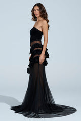 LIGHTS AND ACTION MAXI DRESS IN BLACK