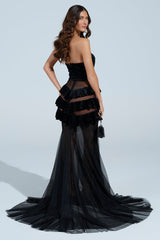 LIGHTS AND ACTION MAXI DRESS IN BLACK