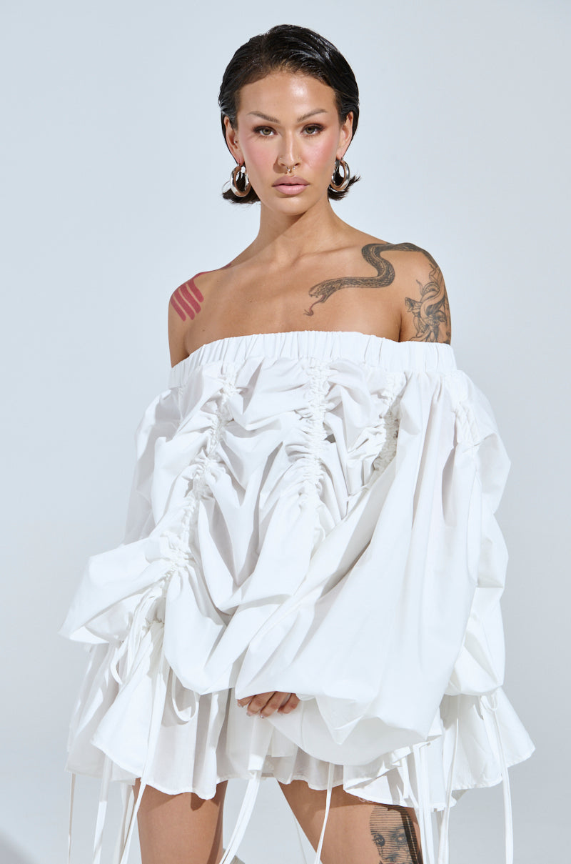 FREE AS CAN BE MINI DRESS IN WHITE