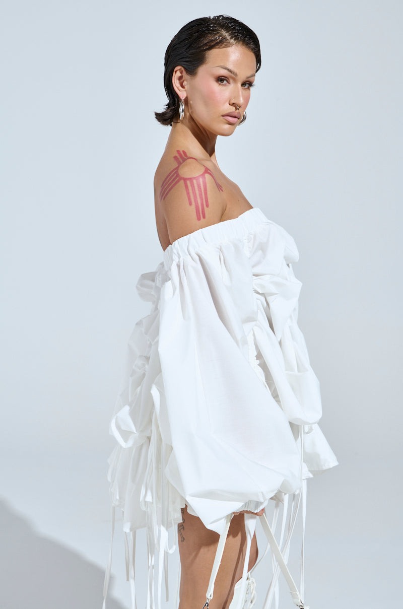 FREE AS CAN BE MINI DRESS IN WHITE