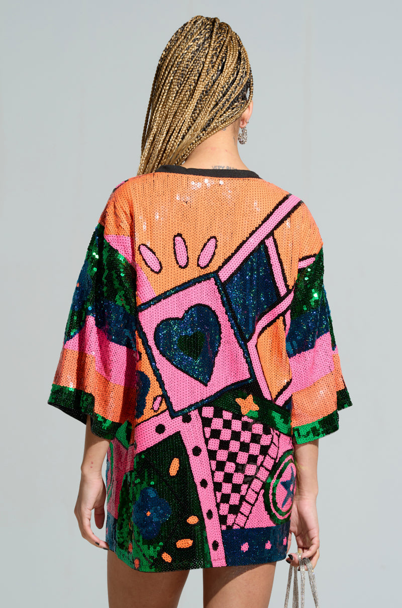 HOUSE OF HEARTS SEQUIN TSHIRT DRESS
