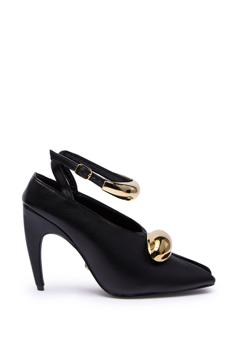 AZALEA WANG HIMAH BLACK OPEN TOE PUMP
