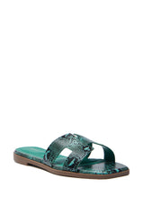 AKIRA  HOWDY GREEN SNAKE SLIP ON SANDAL