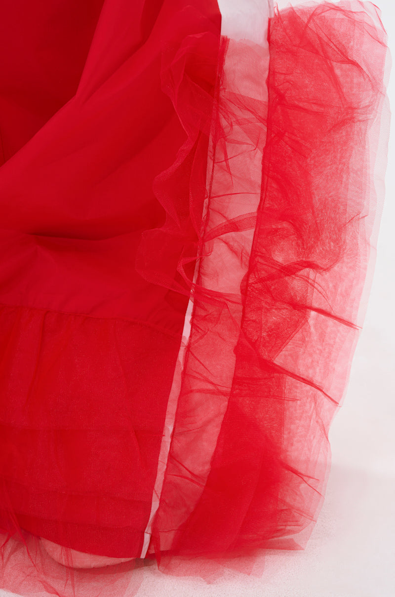 FEELING LIKE A BOSS TRACK PANT WITH TULLE TRIM IN RED