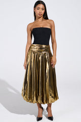 MONEY MAKER METALLIC MIDI SKIRT