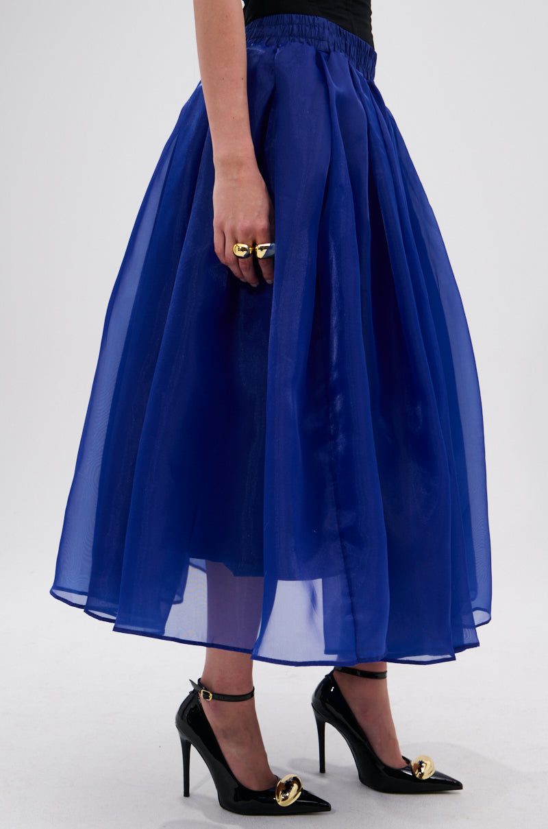 STAY CLOSE TO ME MIDI SKIRT IN BLUE