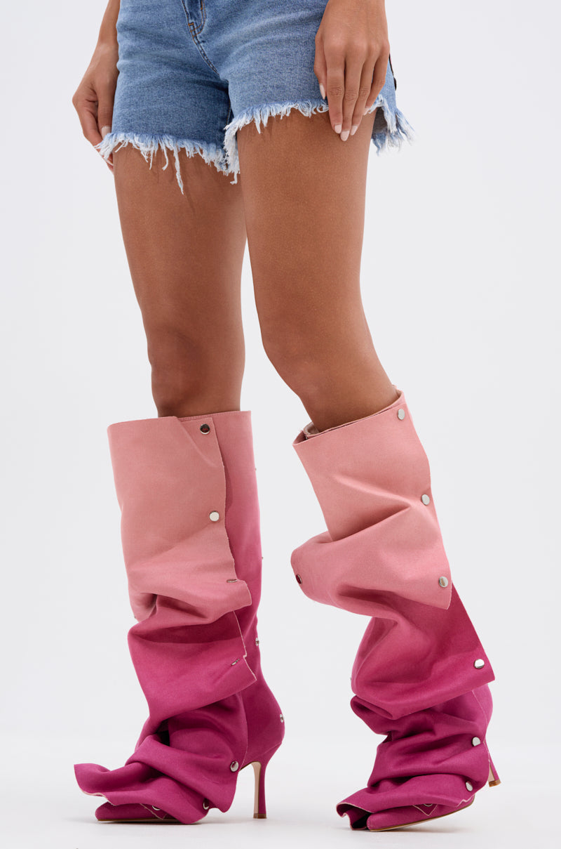 AZALEA WANG IMOGINE PINK MULTI FAUX SUEDE BOOT