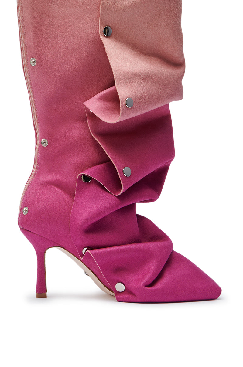 AZALEA WANG IMOGINE PINK MULTI FAUX SUEDE BOOT