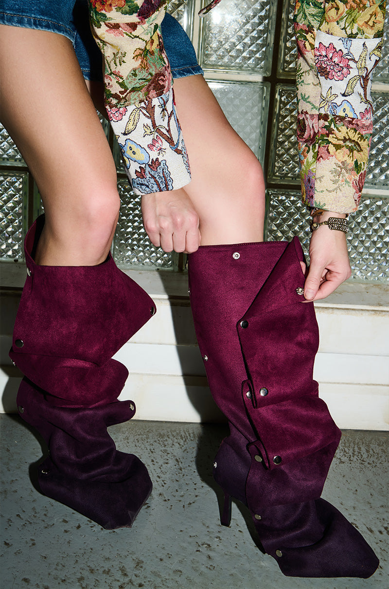 AZALEA WANG IMOGINE PURPLE OMBRE FOLDED DETAIL STILETTO BOOT