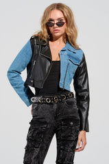 DENIM MOTO HYBRID JACKET