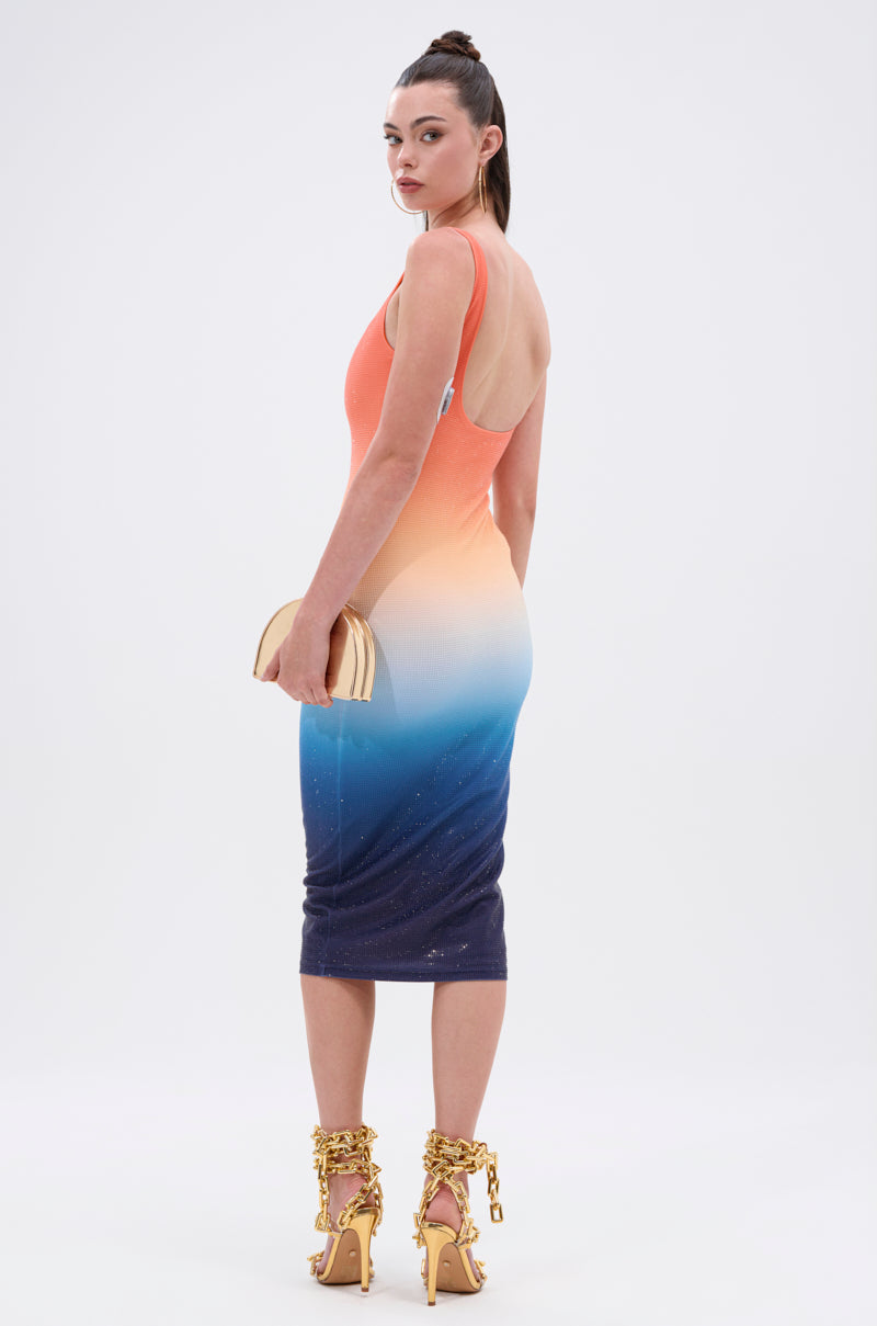 SUNSET LOVERS OMBRE MIDI DRESS