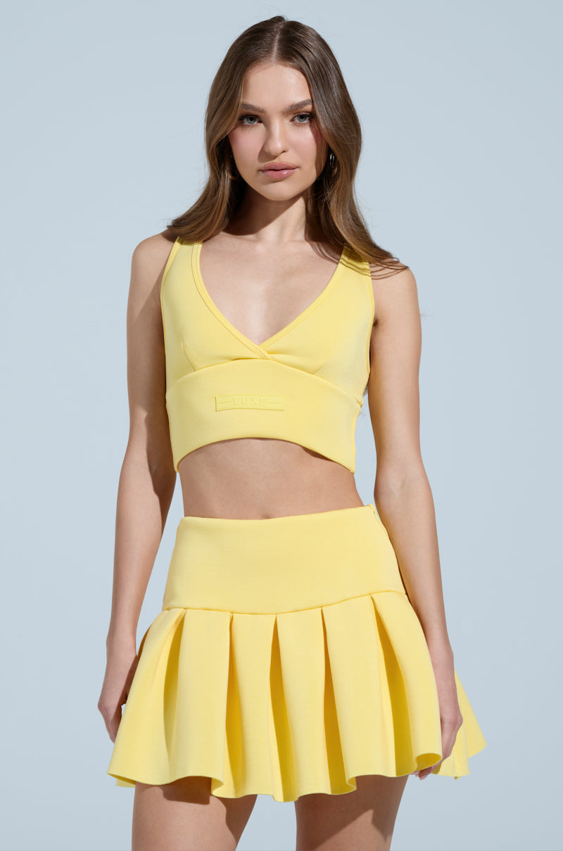 PAXTON SUPERLUXE SLEEVELESS LONGLINE BRALETTE IN YELLOW