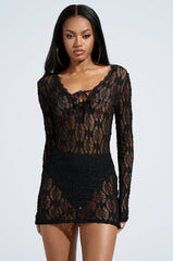 LIZZIE LACE MINI DRESS IN BLACK