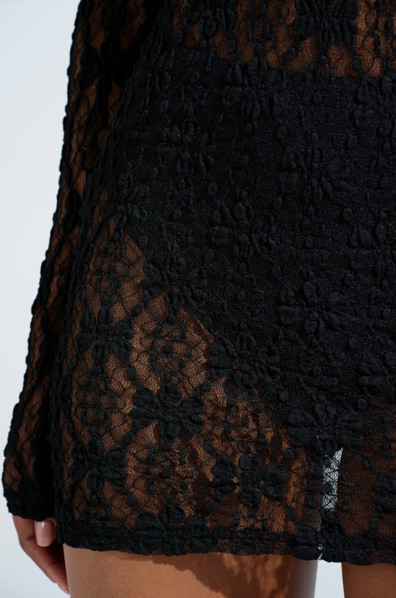 LIZZIE LACE MINI DRESS IN BLACK