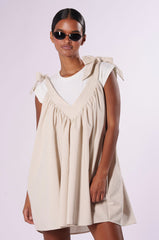 ENDLESS SUMMER TIE STRAP LINEN MINI DRESS
