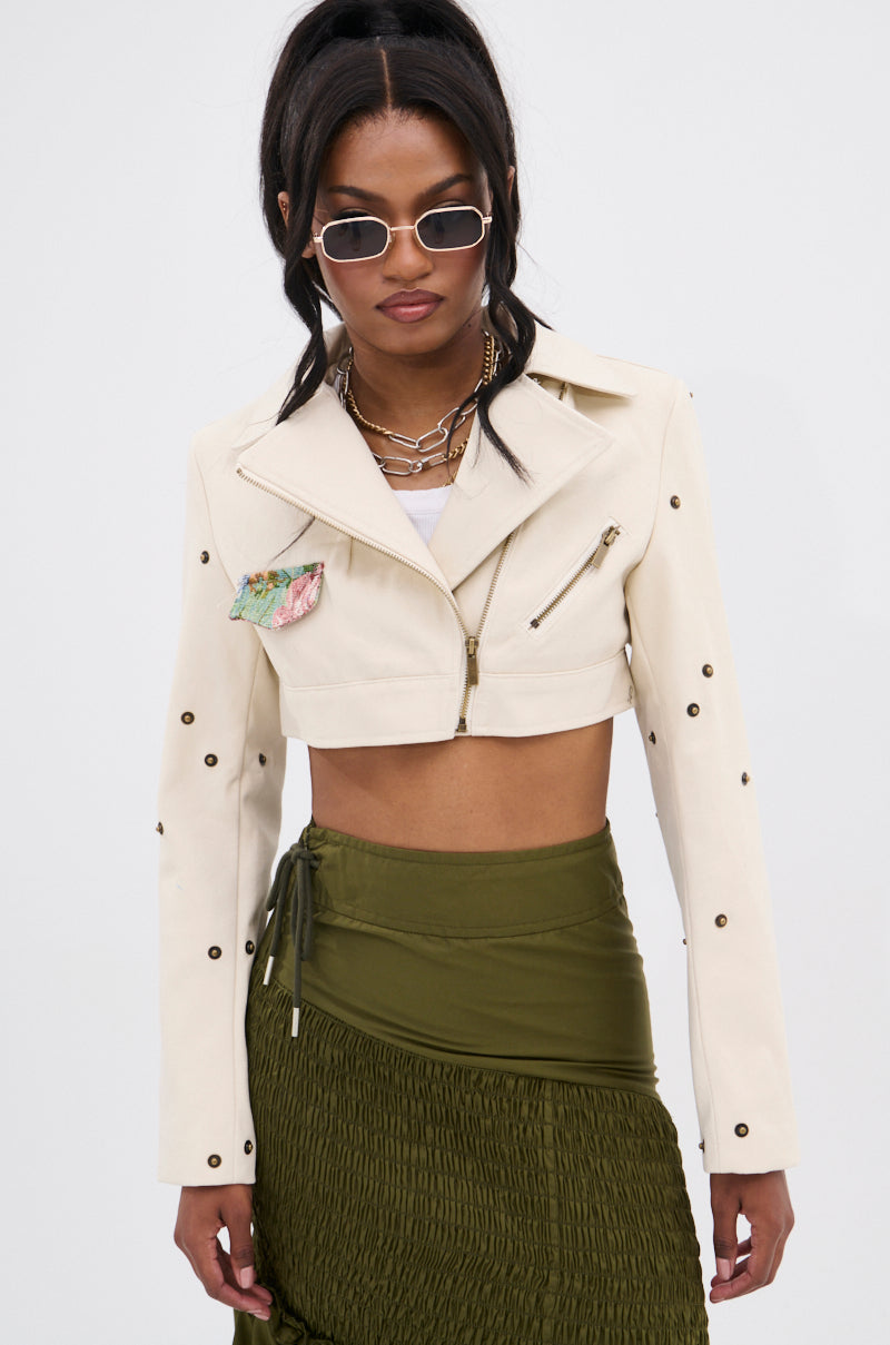 SNAP OUT OF IT ULTRA CROP MOTO IN JACQUARD