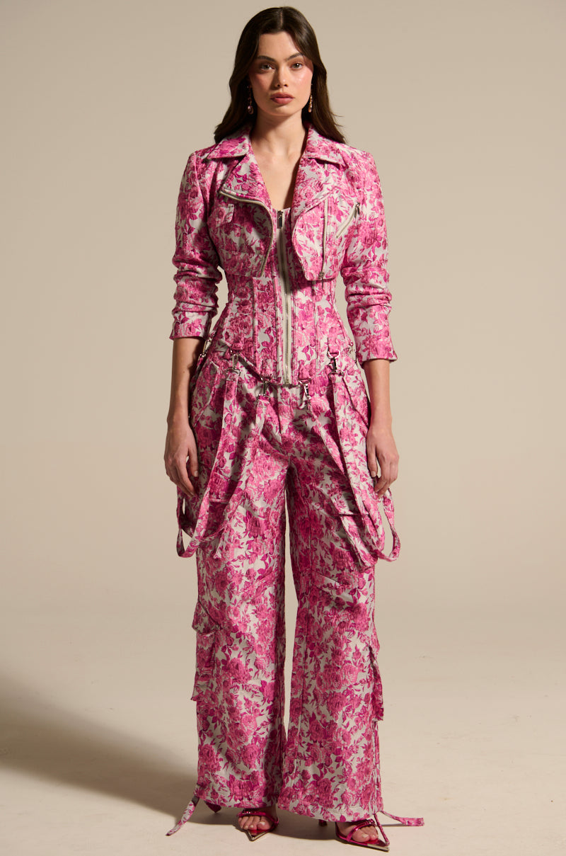 MILEY JACQUARD CROPPED MOTO