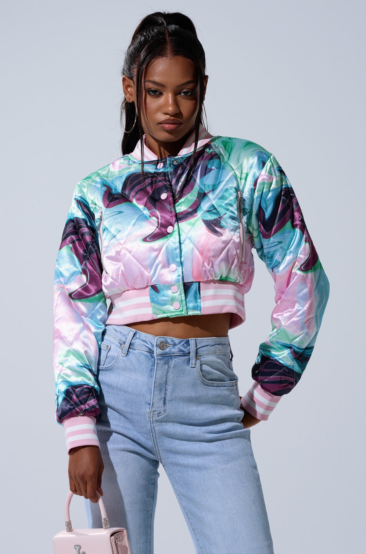 HEART TO HEART SATIN BOMBER