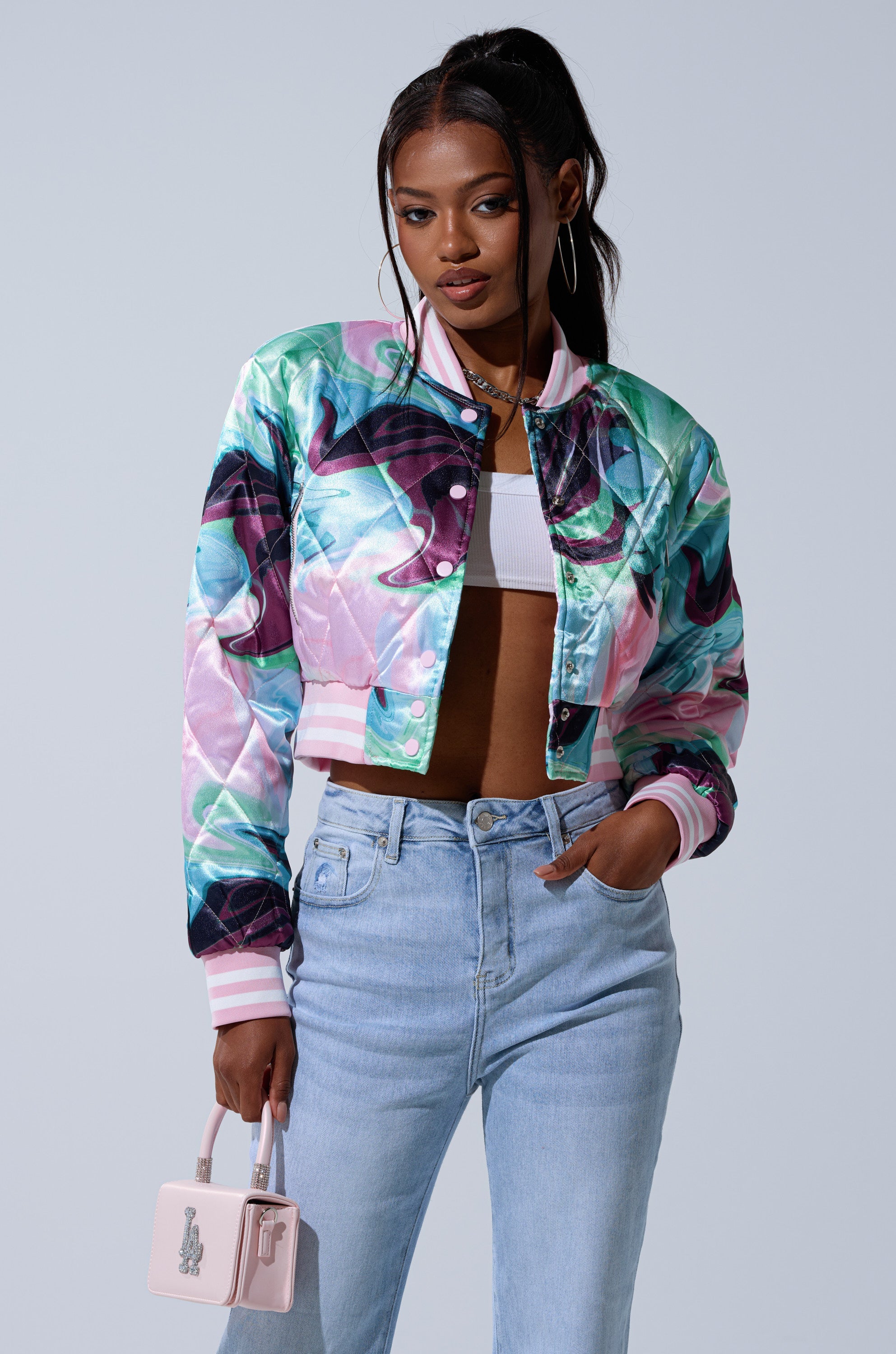 HEART TO HEART SATIN BOMBER