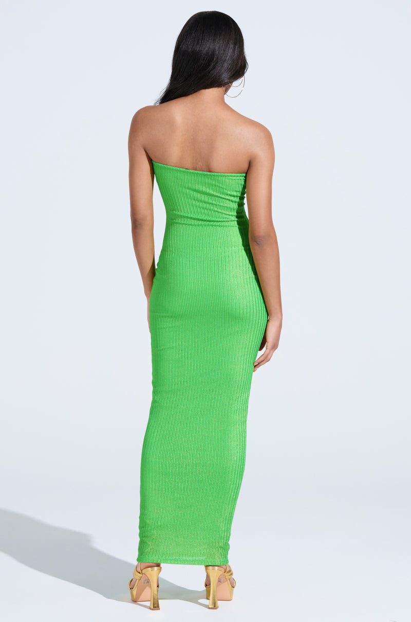 IF YOU'RE LUCKY METALLIC MAXI DRESS IN GREEN
