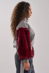 NEW EAST SIDE FAUX FUR SLEEVE SWEATSHIRT