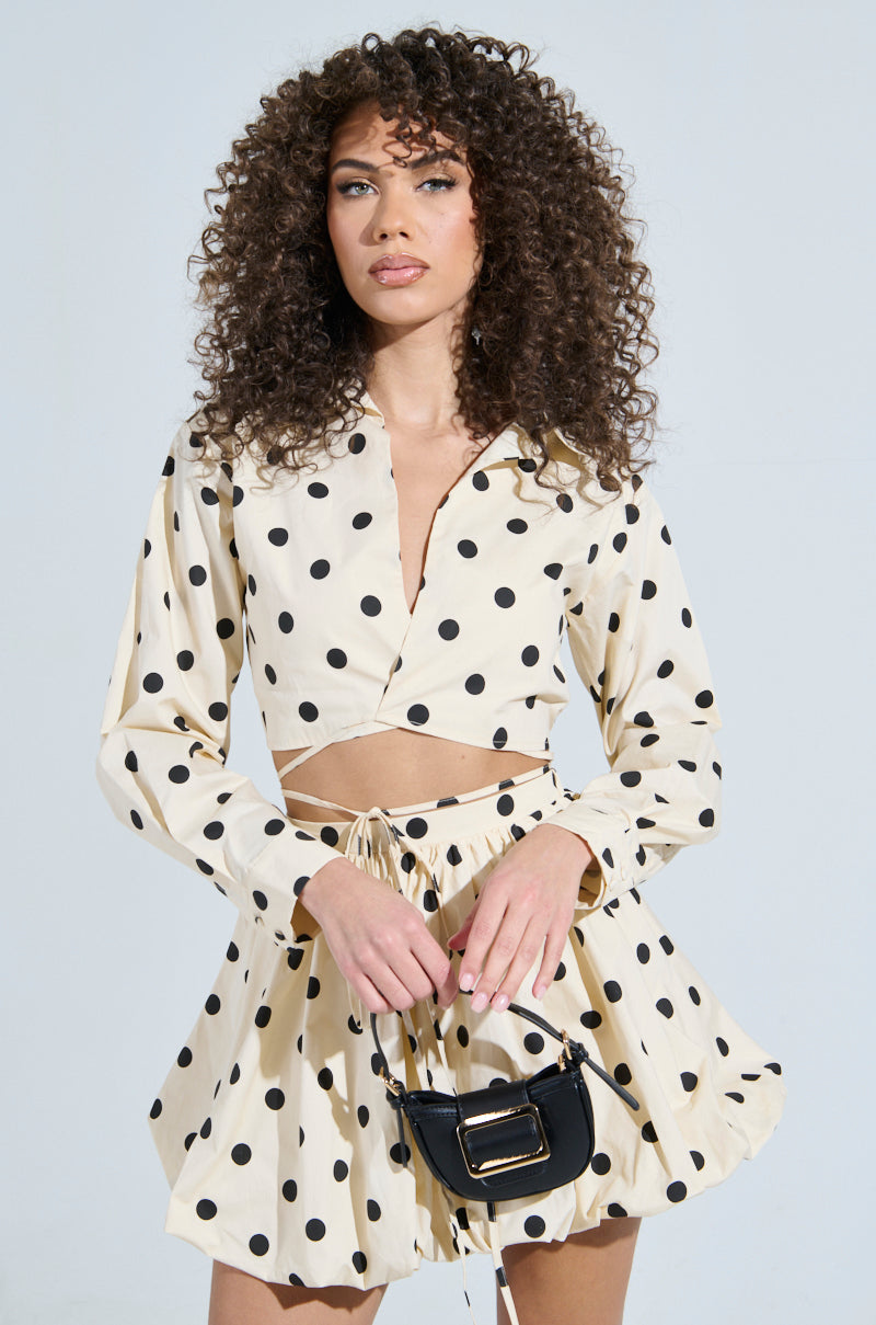 ALL ABOUT ME POLKA DOT POPLIN TOP