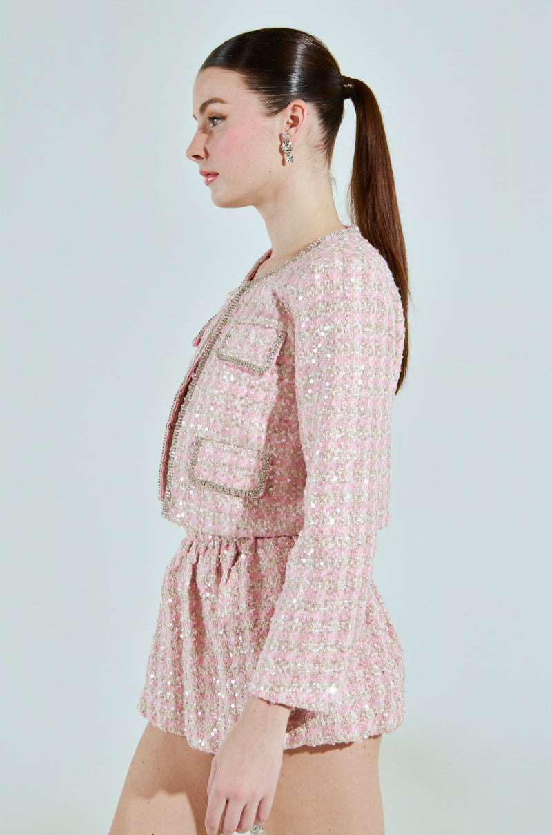 ALINNA EMBELLISHED TWEED BLAZER
