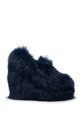 AZALEA WANG JAEKE NAVY FUR WEDGE PUMP