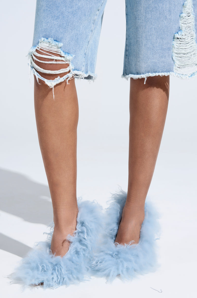 AZALEA WANG JAMEELA BABY BLUE FUR HEEL