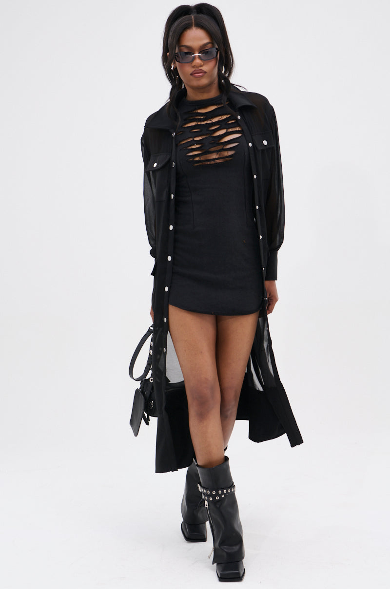 DIXIE SHREDDED MINI DRESS