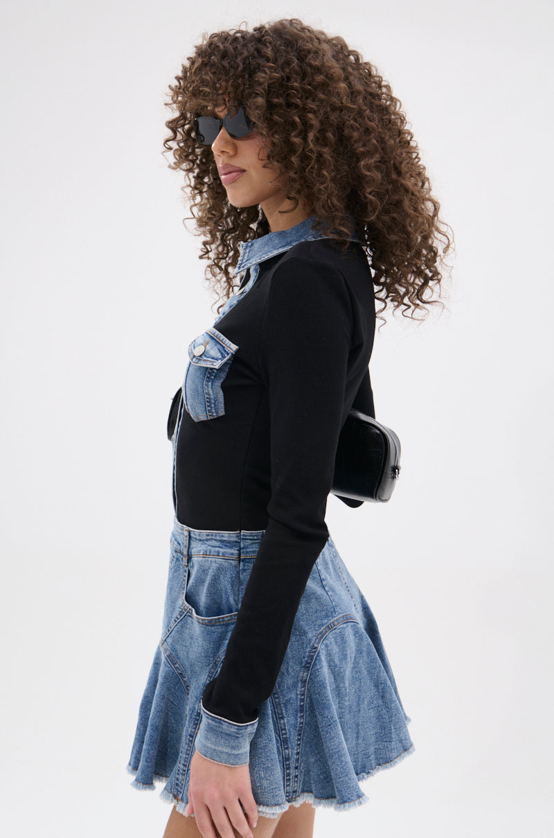 JULIETTE KNIT DENIM MINI DRESS