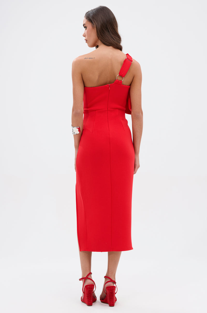 I WIN BOW FRONT MIDI DRESS